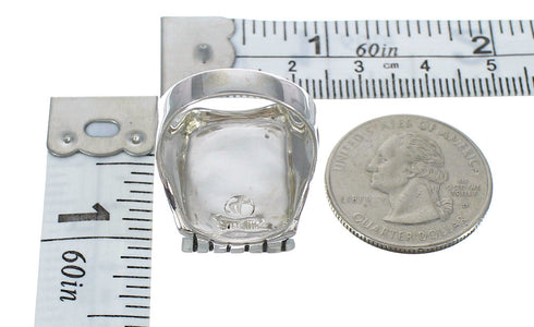 Turquoise Inlay Sterling Silver Southwest Ring Size 8-3/4 MX62284